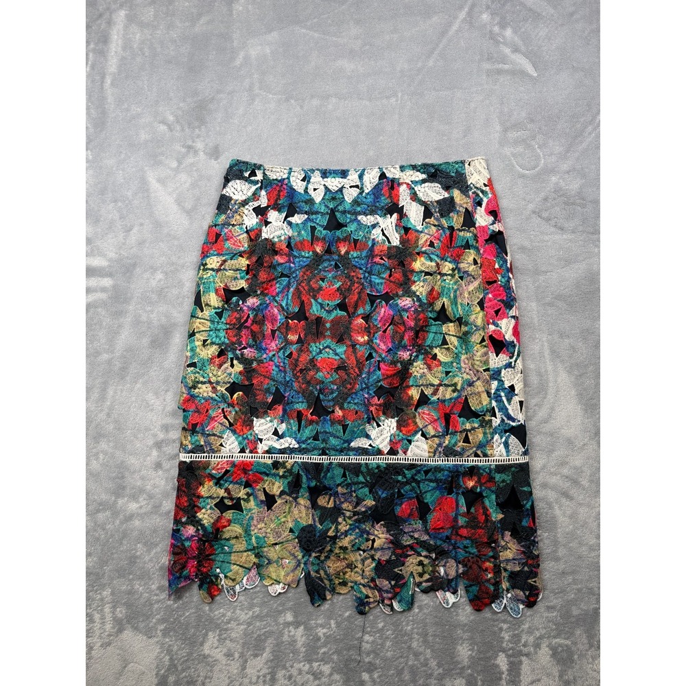 Antonio Melani Straight & Pencil Skirt Womens 4 Multicolor Floral Lace Overlay